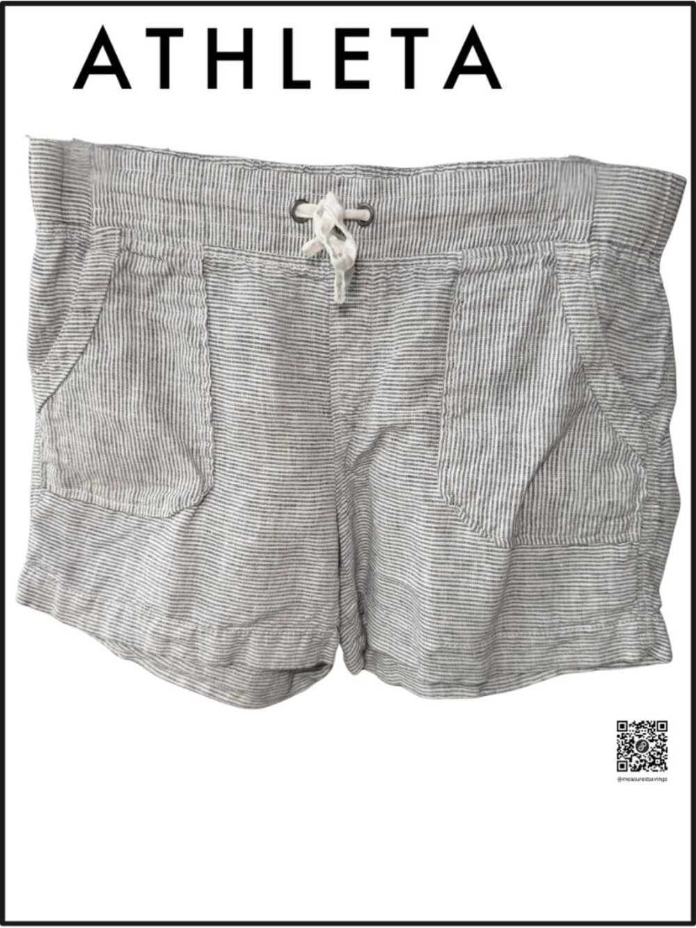 12 VGC Athleta 100% Linen Striped Shorts